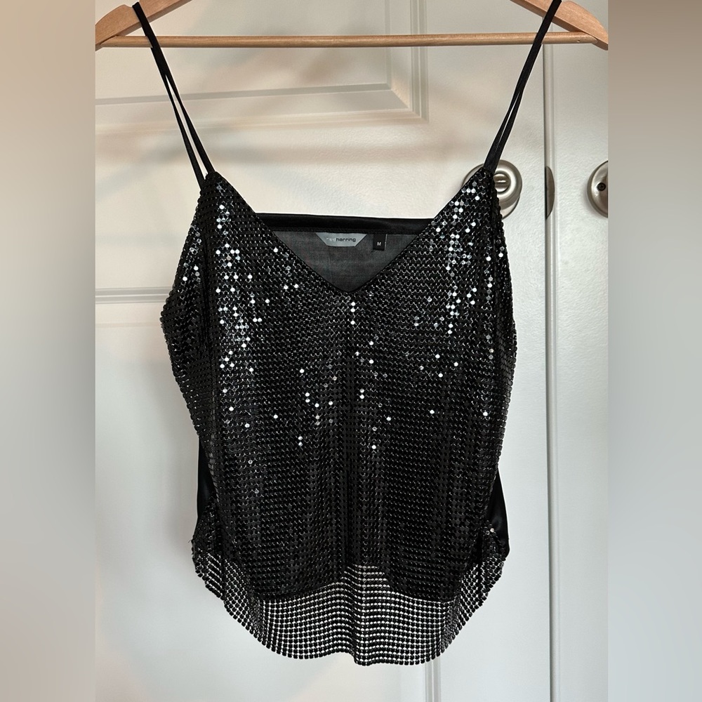 Red Herring double layer black sequined top